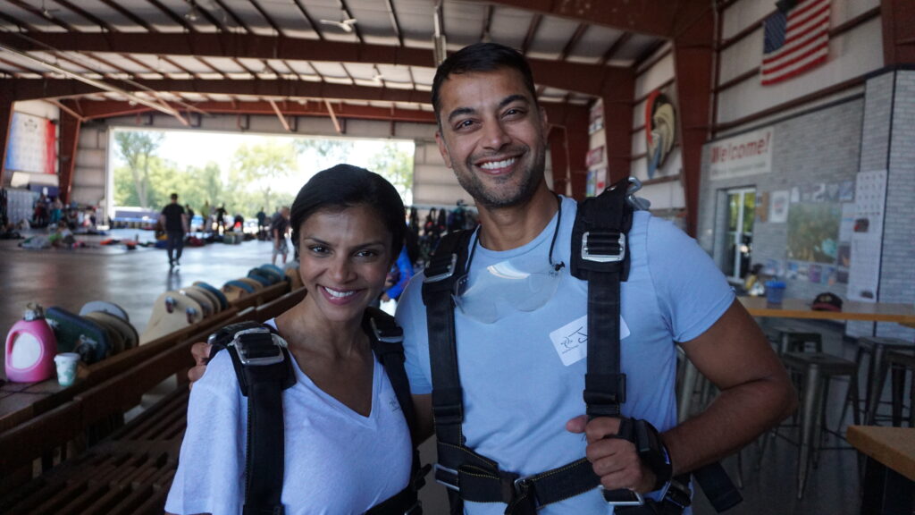 getting ready to skydive at Skydive Chicago