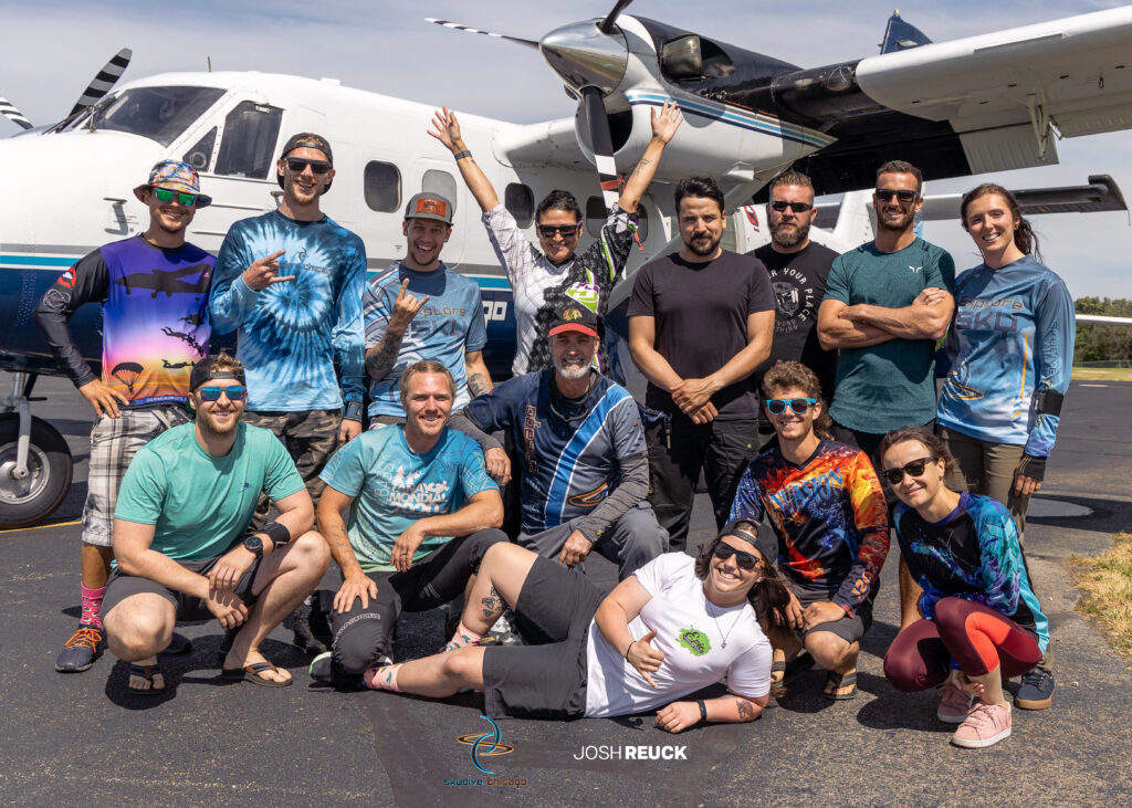 All levels of skydivers earning their Coach Rating at Skydive Chicago.
